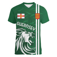 Custom Guernsey Football Women V-Neck T-Shirt Go Champions