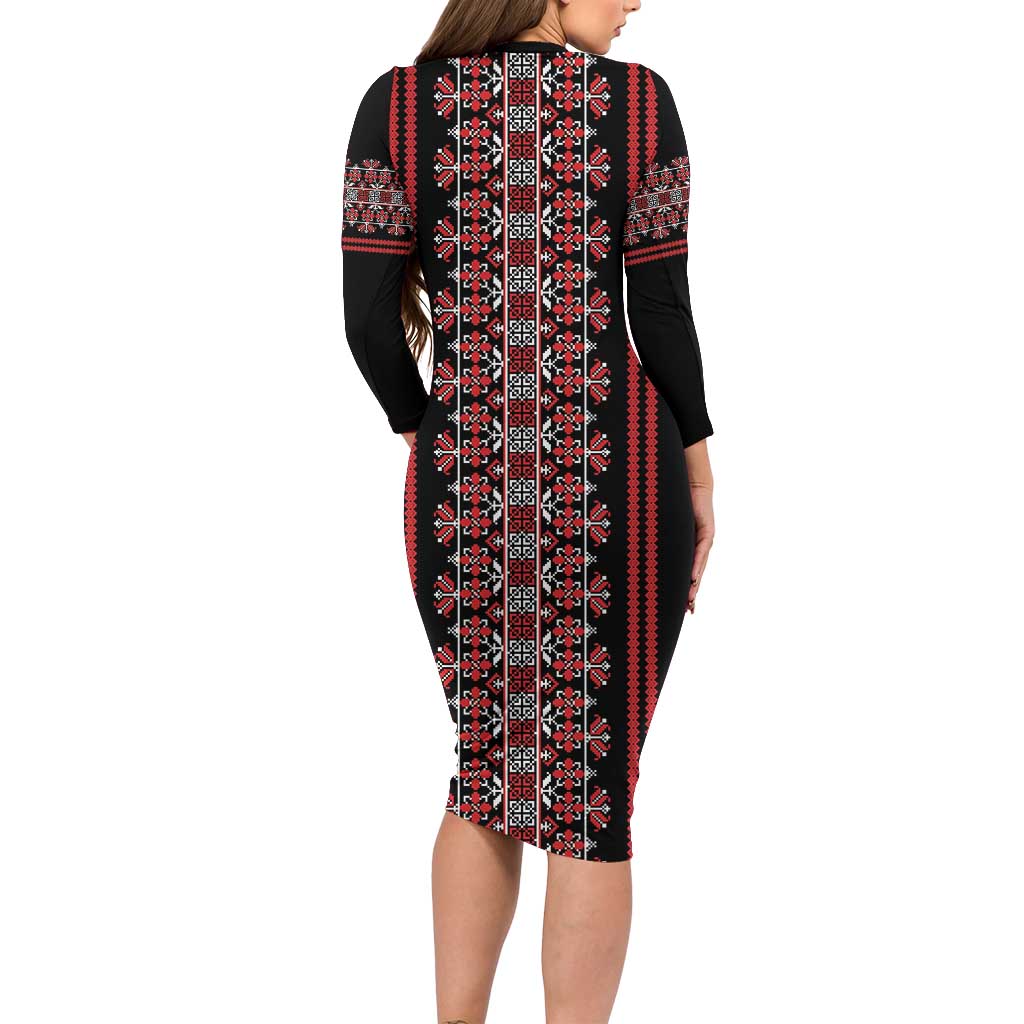 Traditional Spring Martisor Day Family Matching Long Sleeve Bodycon Dress and Hawaiian Shirt Romanian Embroidery Patterns