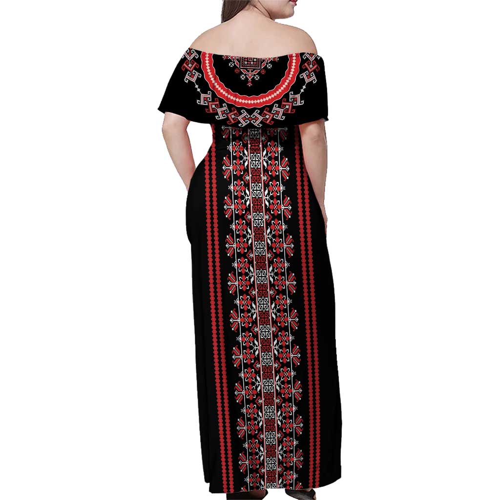 Traditional Spring Martisor Day Family Matching Off Shoulder Maxi Dress and Hawaiian Shirt Romanian Embroidery Patterns