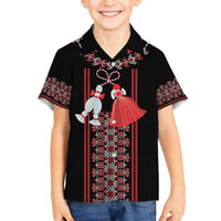 Traditional Spring Martisor Day Family Matching Off Shoulder Maxi Dress and Hawaiian Shirt Romanian Embroidery Patterns