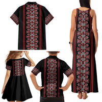 Traditional Spring Martisor Day Family Matching Tank Maxi Dress and Hawaiian Shirt Romanian Embroidery Patterns