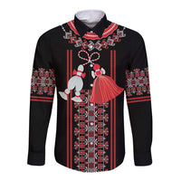 Traditional Spring Martisor Day Long Sleeve Button Shirt Romanian Embroidery Patterns