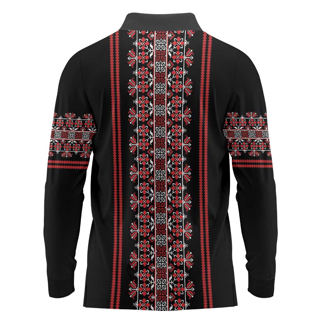 Traditional Spring Martisor Day Long Sleeve Polo Shirt Romanian Embroidery Patterns