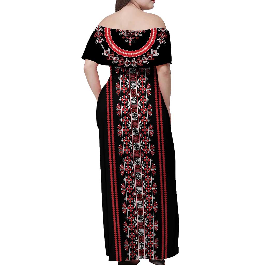Traditional Spring Martisor Day Off Shoulder Maxi Dress Romanian Embroidery Patterns