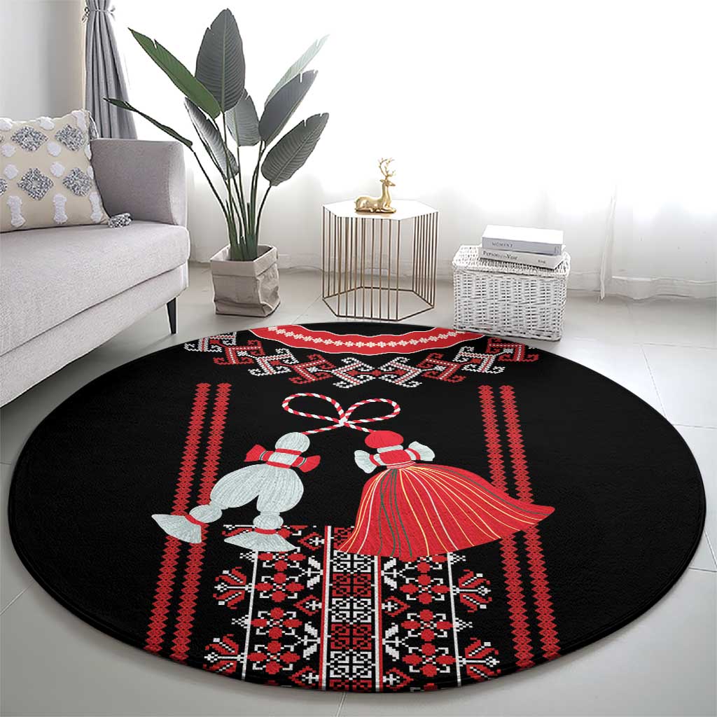 Traditional Spring Martisor Day Round Carpet Romanian Embroidery Patterns
