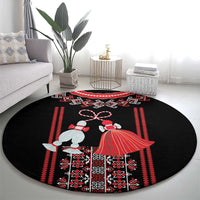 Traditional Spring Martisor Day Round Carpet Romanian Embroidery Patterns