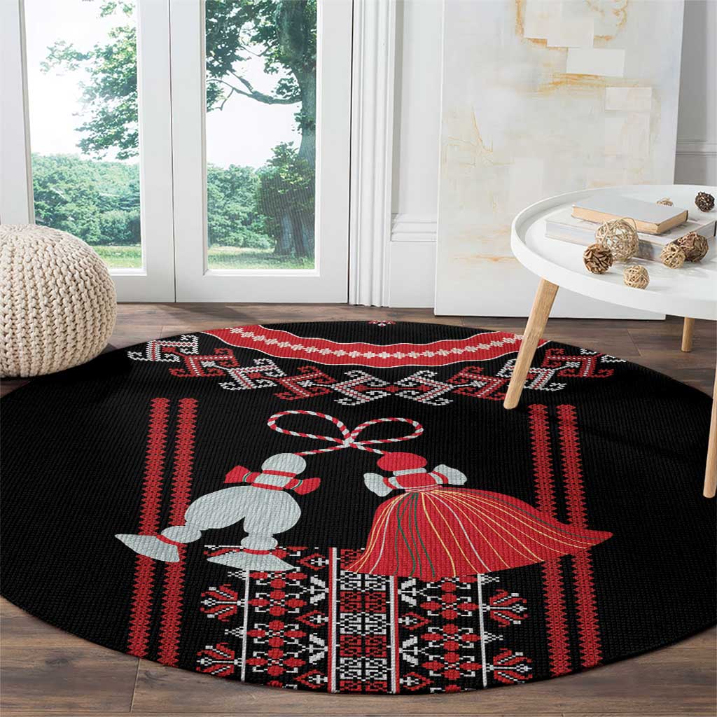 Traditional Spring Martisor Day Round Carpet Romanian Embroidery Patterns