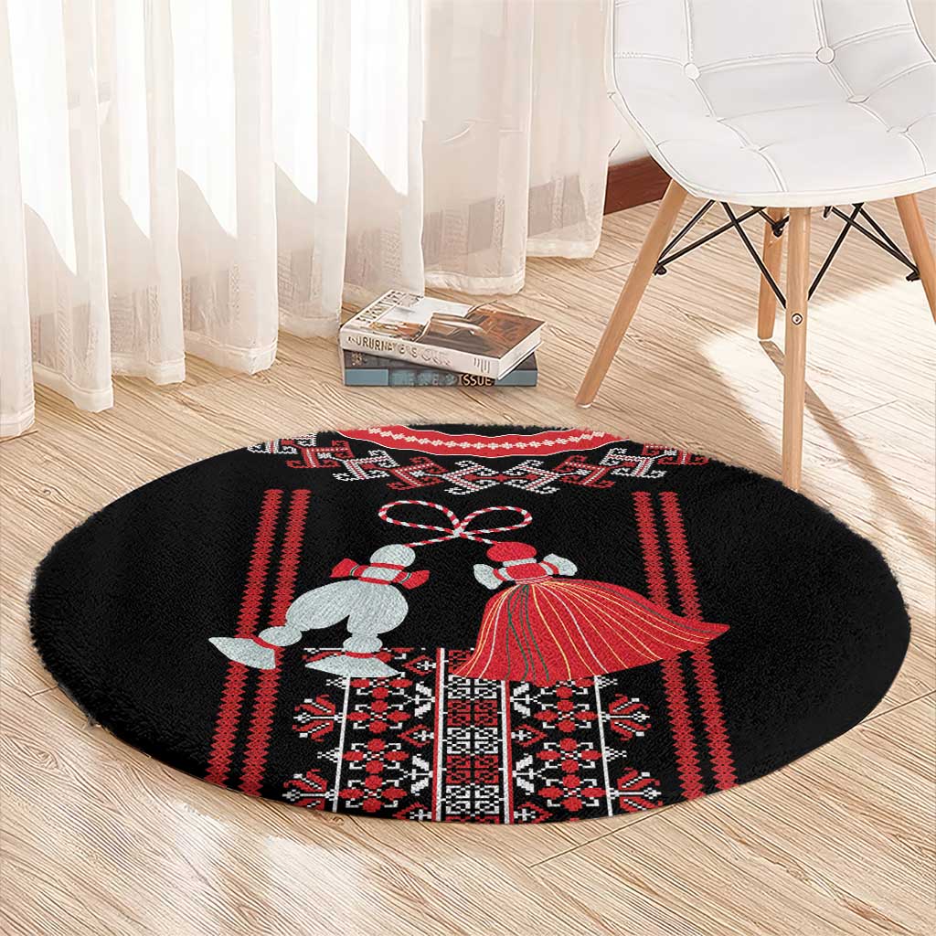 Traditional Spring Martisor Day Round Carpet Romanian Embroidery Patterns