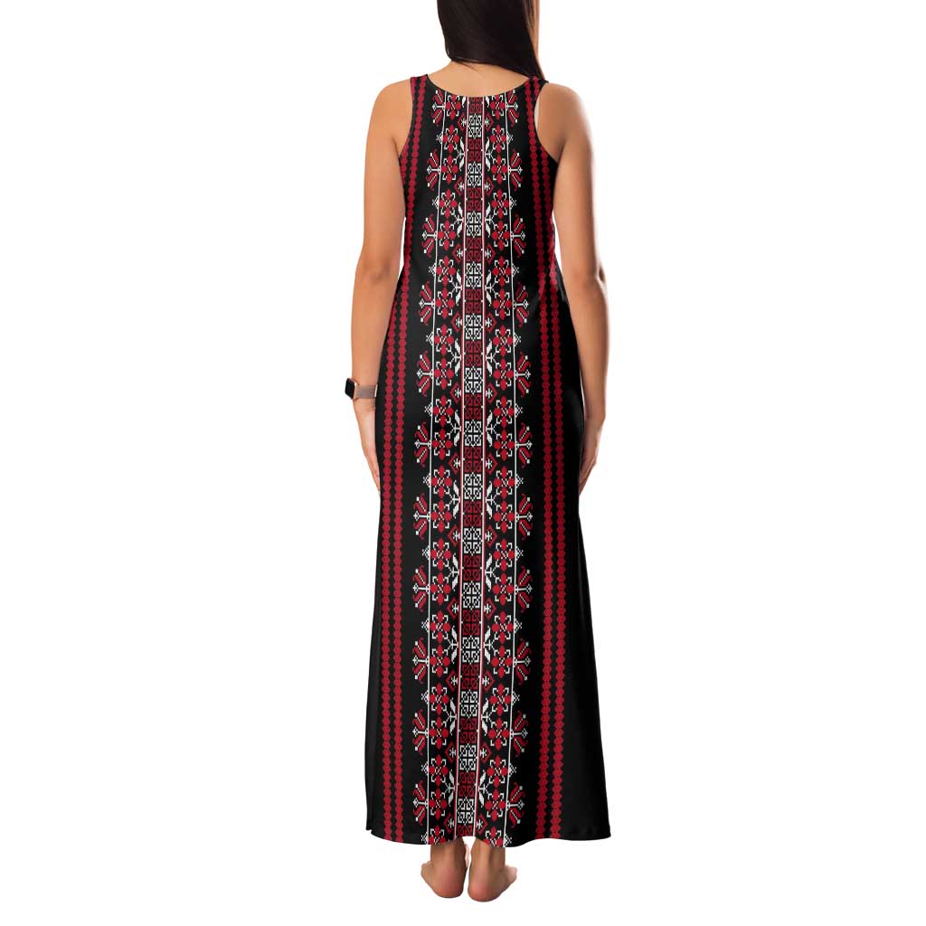 Traditional Spring Martisor Day Tank Maxi Dress Romanian Embroidery Patterns