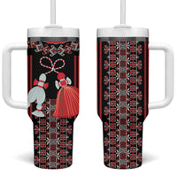 Traditional Spring Martisor Day Tumbler With Handle Romanian Embroidery Patterns
