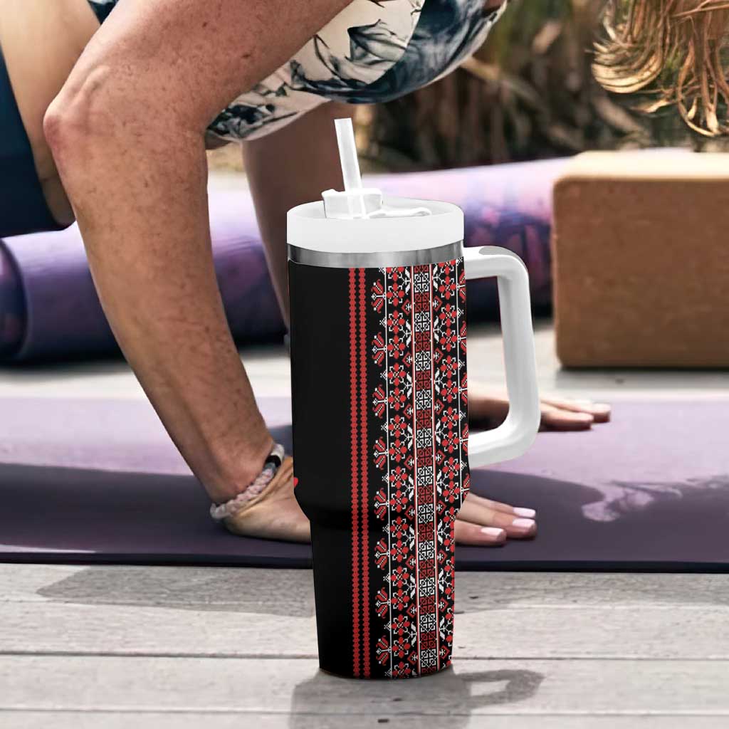 Traditional Spring Martisor Day Tumbler With Handle Romanian Embroidery Patterns