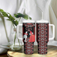 Traditional Spring Martisor Day Tumbler With Handle Romanian Embroidery Patterns