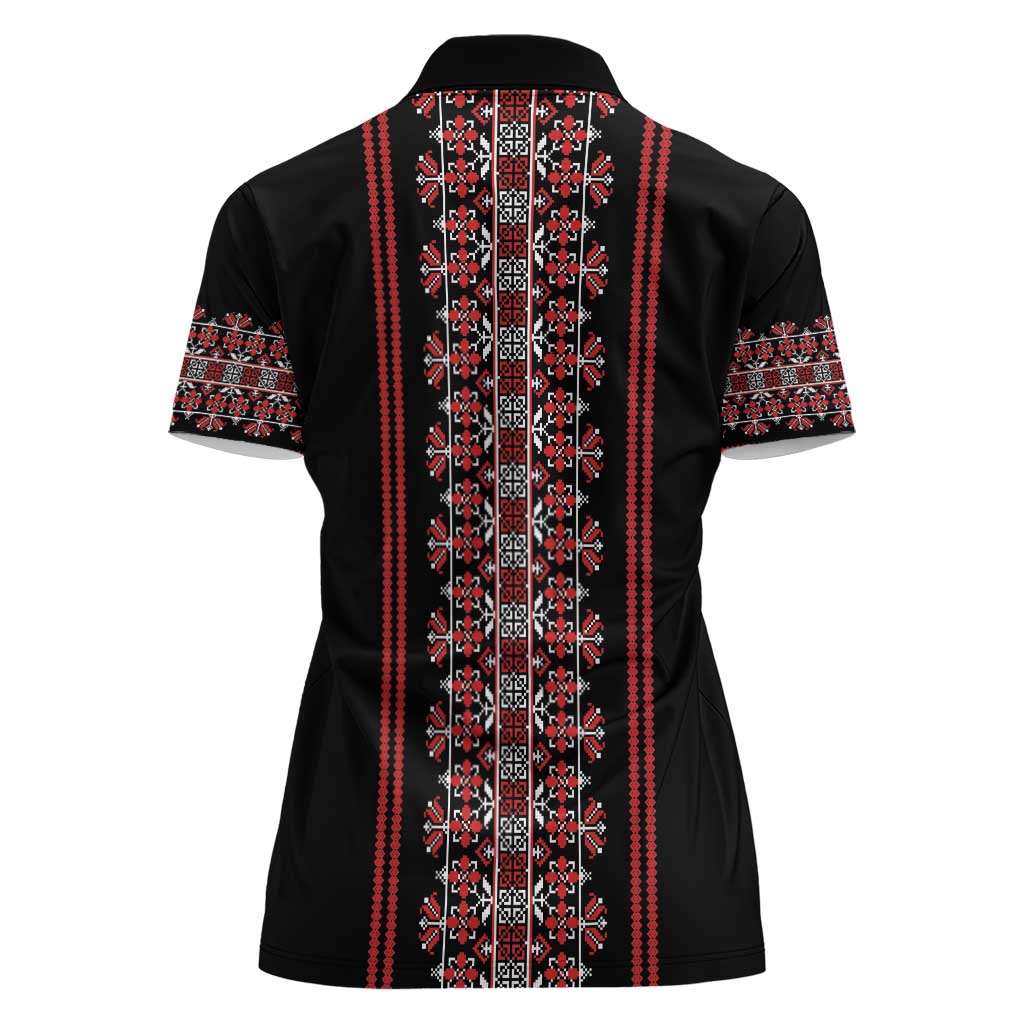Traditional Spring Martisor Day Women Polo Shirt Romanian Embroidery Patterns
