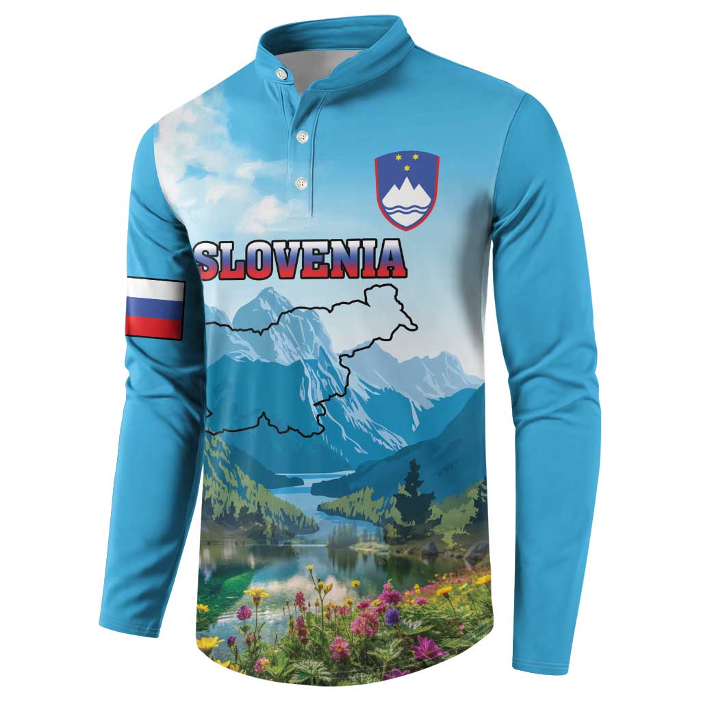 Slovenia Button Sweatshirt Mount Triglav With Map