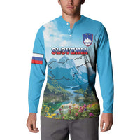 Slovenia Button Sweatshirt Mount Triglav With Map