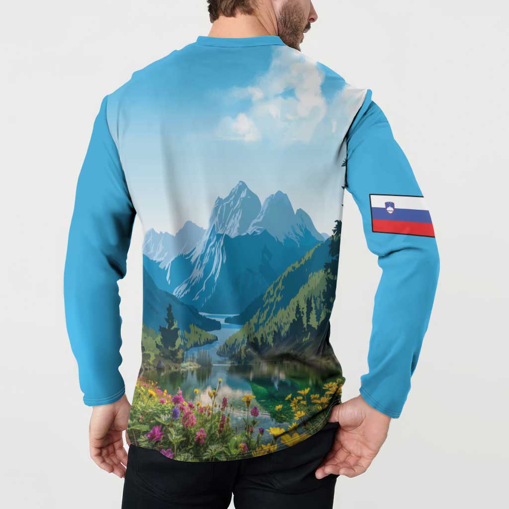 Slovenia Button Sweatshirt Mount Triglav With Map