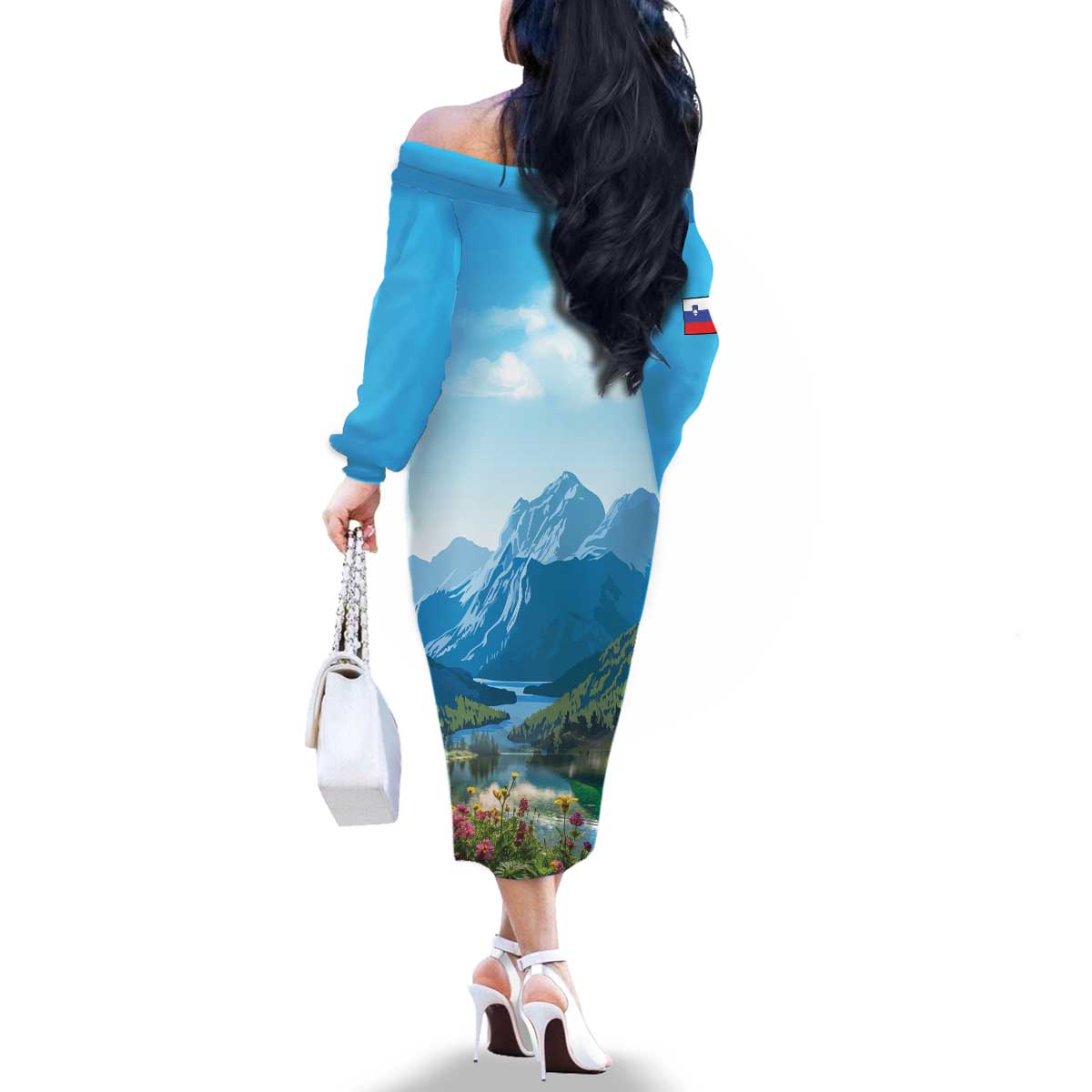 Slovenia Family Matching Off The Shoulder Long Sleeve Dress and Hawaiian Shirt Mount Triglav With Map