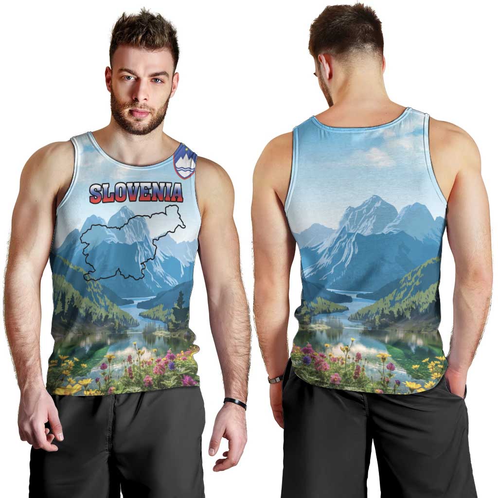 Slovenia Men Tank Top Mount Triglav With Map