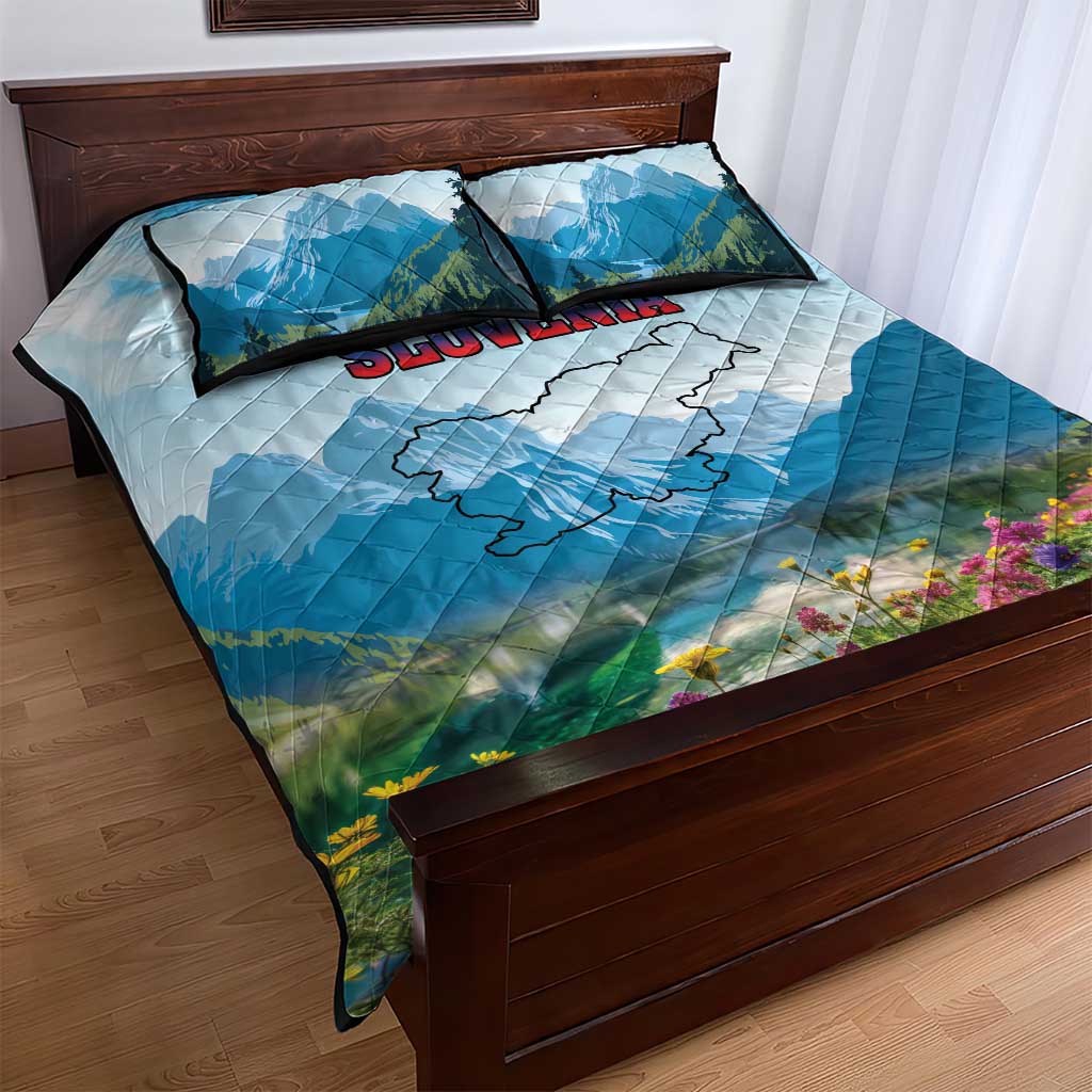 Slovenia Quilt Bed Set Mount Triglav With Map