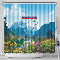 Slovenia Shower Curtain Mount Triglav With Map