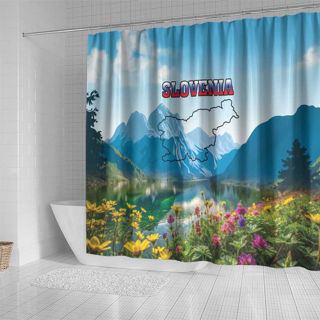 Slovenia Shower Curtain Mount Triglav With Map