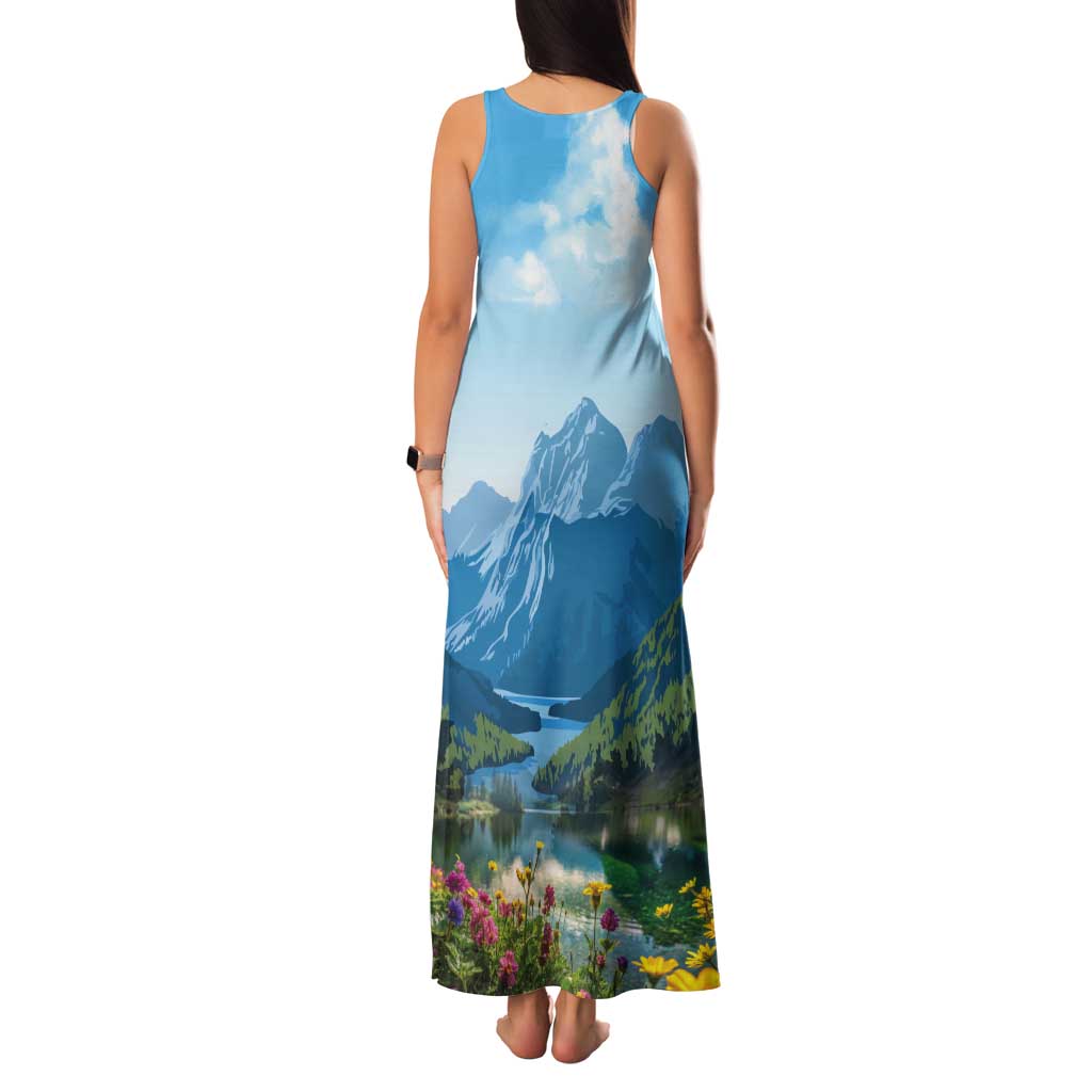 Slovenia Tank Maxi Dress Mount Triglav With Map