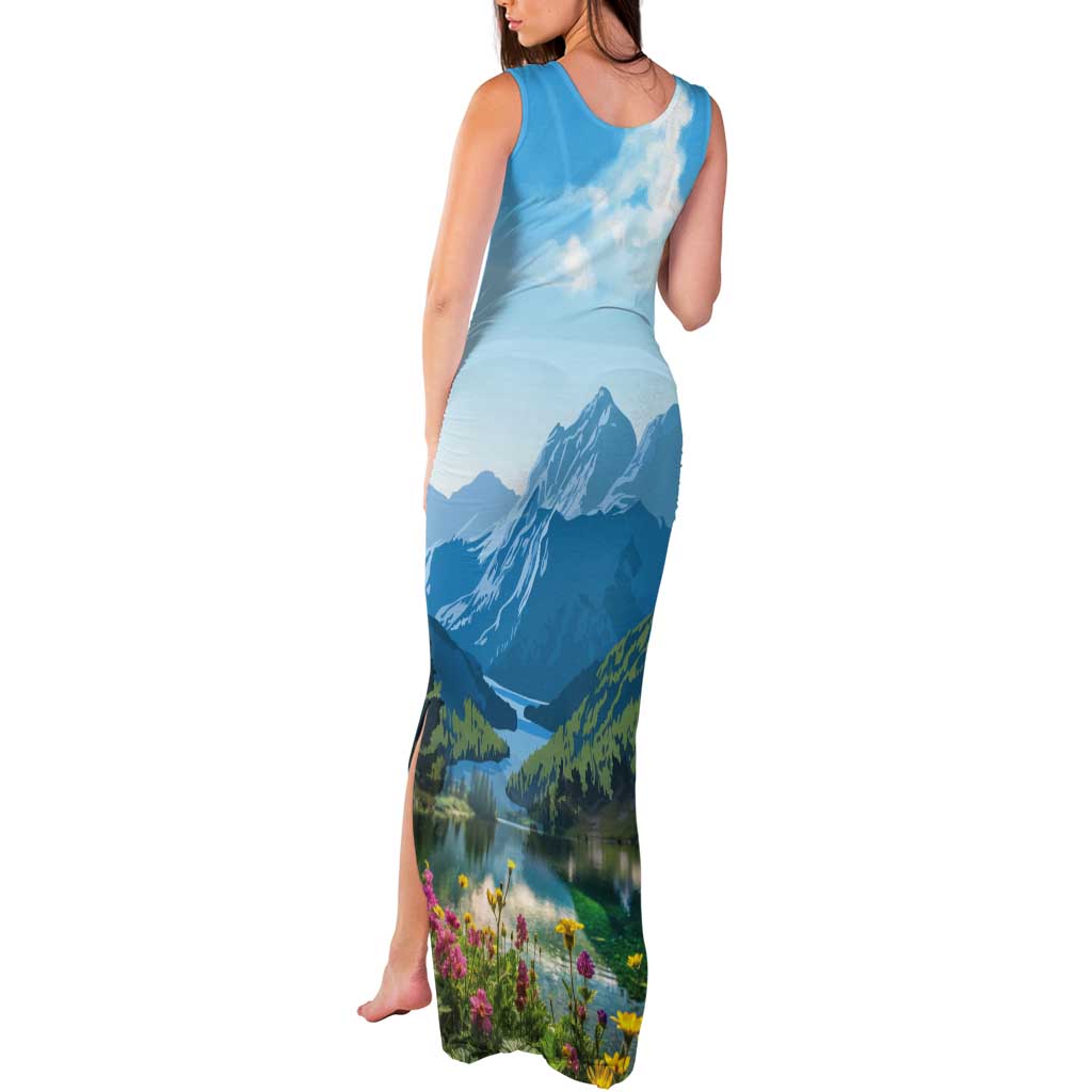 Slovenia Tank Maxi Dress Mount Triglav With Map