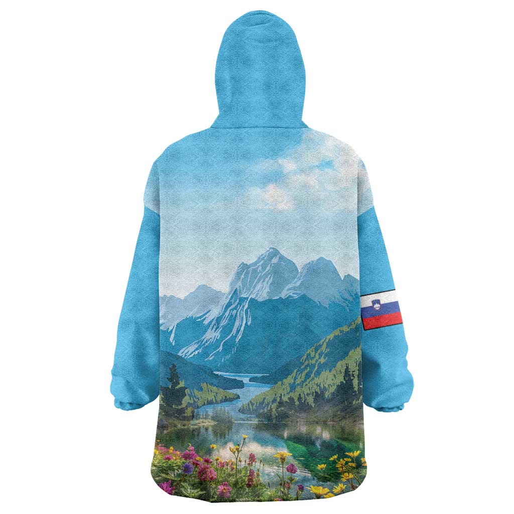 Slovenia Wearable Blanket Hoodie Mount Triglav With Map