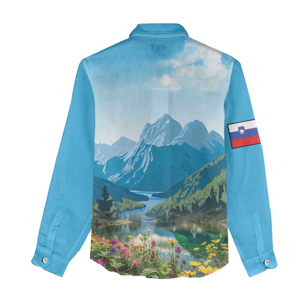 Slovenia Women Casual Shirt Mount Triglav With Map