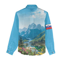 Slovenia Women Casual Shirt Mount Triglav With Map