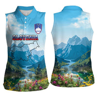 Slovenia Women Sleeveless Polo Shirt Mount Triglav With Map