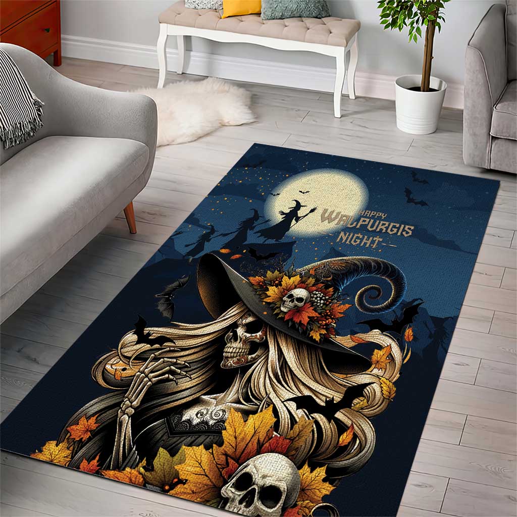 Happy Walpurgis Night Area Rug Skull Witch Spooky Style