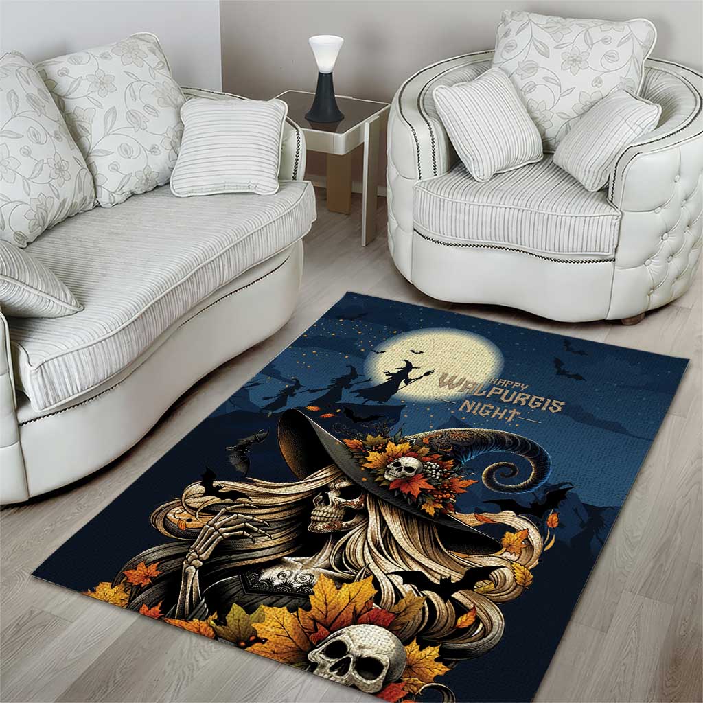 Happy Walpurgis Night Area Rug Skull Witch Spooky Style
