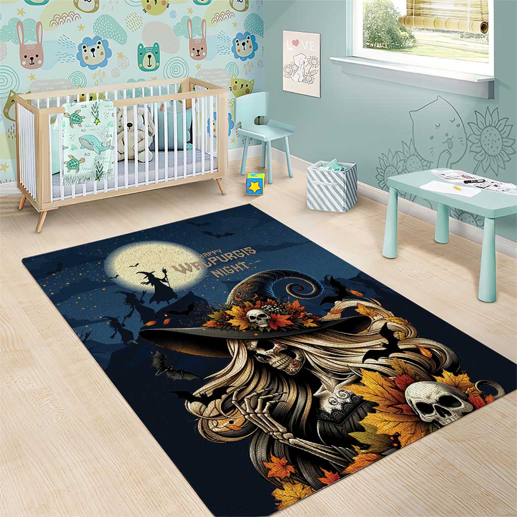 Happy Walpurgis Night Area Rug Skull Witch Spooky Style