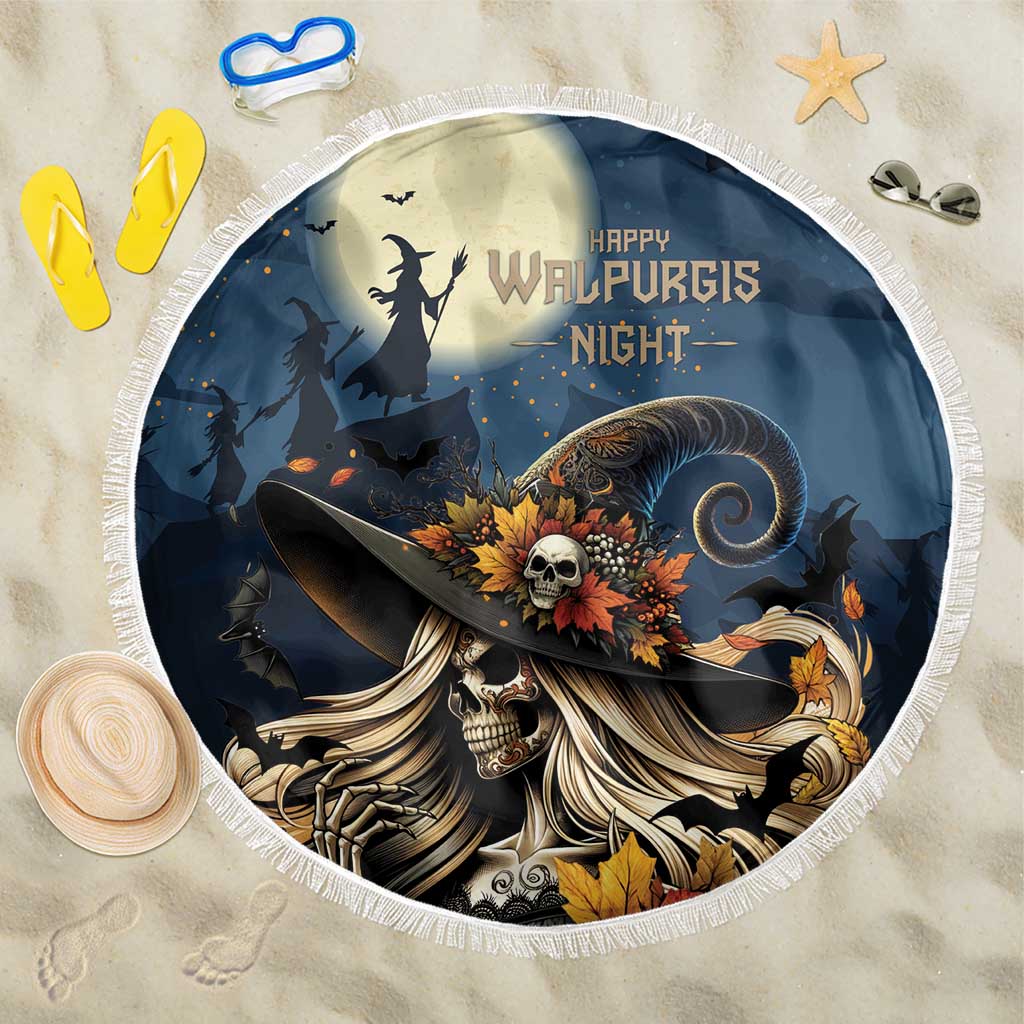 Happy Walpurgis Night Beach Blanket Skull Witch Spooky Style