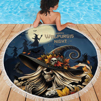 Happy Walpurgis Night Beach Blanket Skull Witch Spooky Style