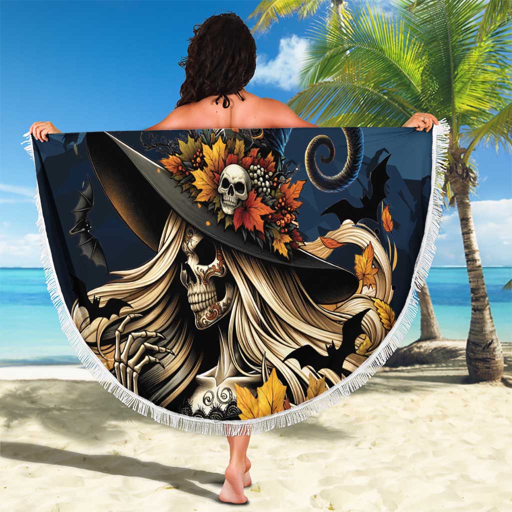 Happy Walpurgis Night Beach Blanket Skull Witch Spooky Style