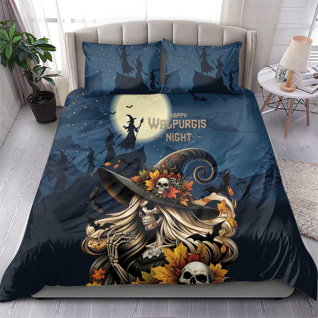 Happy Walpurgis Night Bedding Set Skull Witch Spooky Style