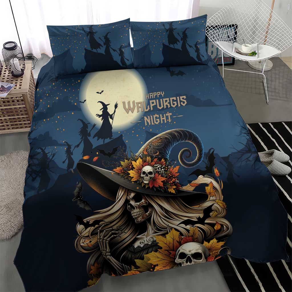 Happy Walpurgis Night Bedding Set Skull Witch Spooky Style