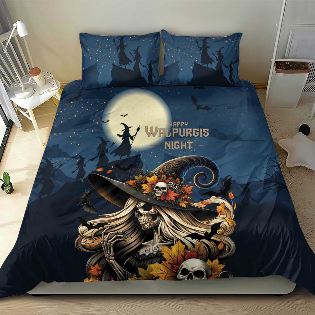 Happy Walpurgis Night Bedding Set Skull Witch Spooky Style