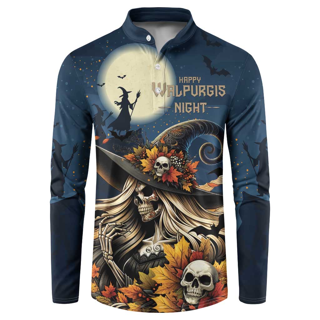 Happy Walpurgis Night Button Sweatshirt Skull Witch Spooky Style