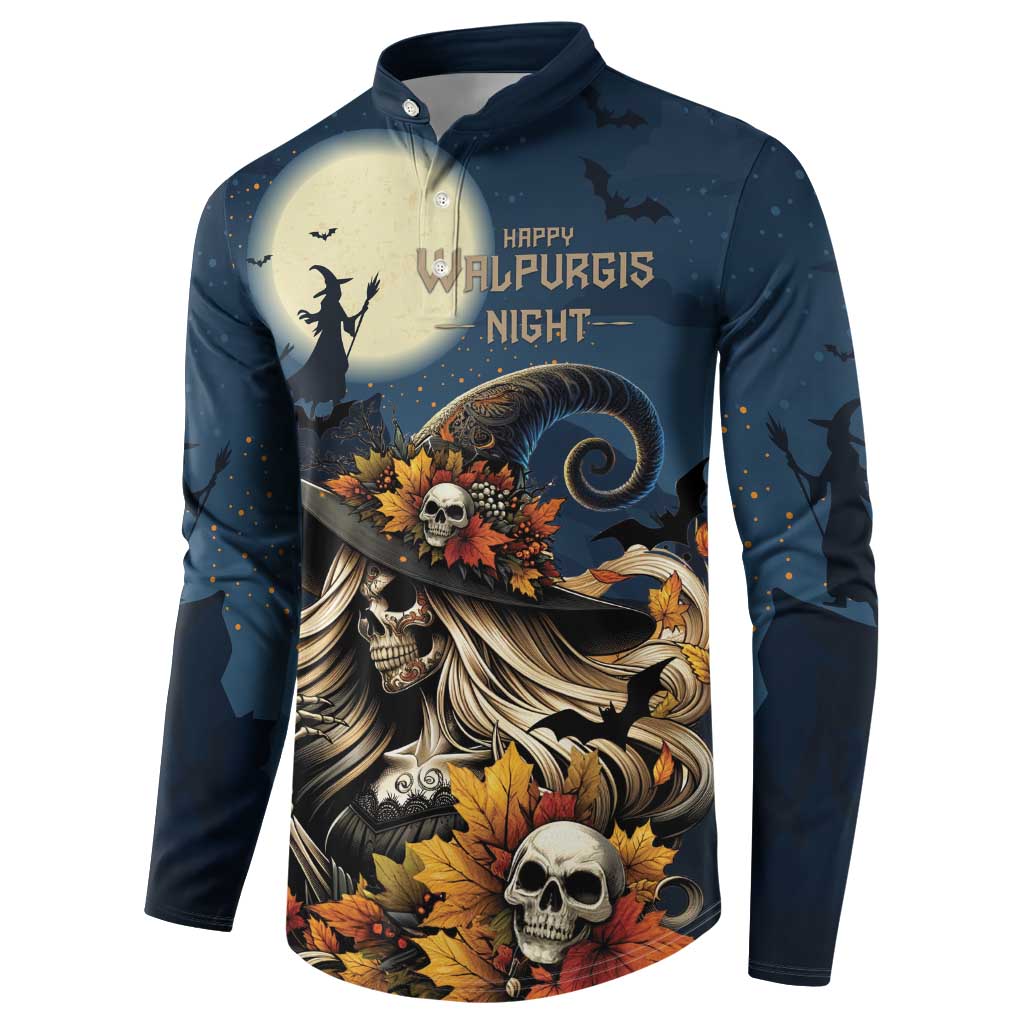Happy Walpurgis Night Button Sweatshirt Skull Witch Spooky Style