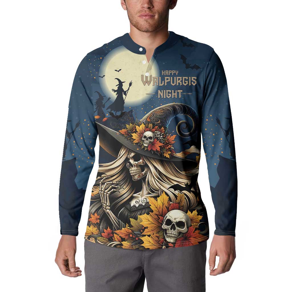 Happy Walpurgis Night Button Sweatshirt Skull Witch Spooky Style