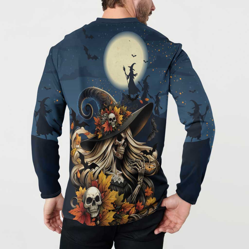 Happy Walpurgis Night Button Sweatshirt Skull Witch Spooky Style