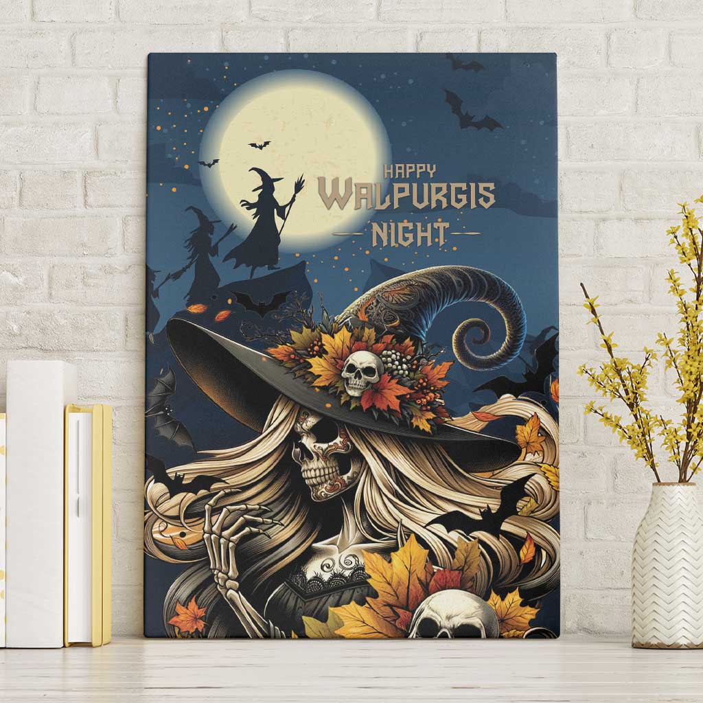 Happy Walpurgis Night Canvas Wall Art Skull Witch Spooky Style