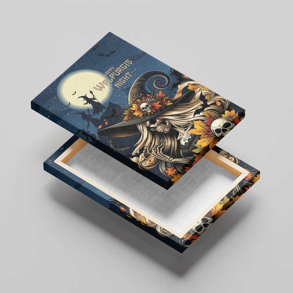 Happy Walpurgis Night Canvas Wall Art Skull Witch Spooky Style