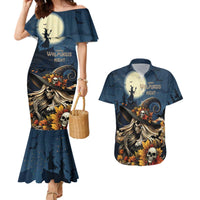 Happy Walpurgis Night Couples Matching Mermaid Dress and Hawaiian Shirt Skull Witch Spooky Style
