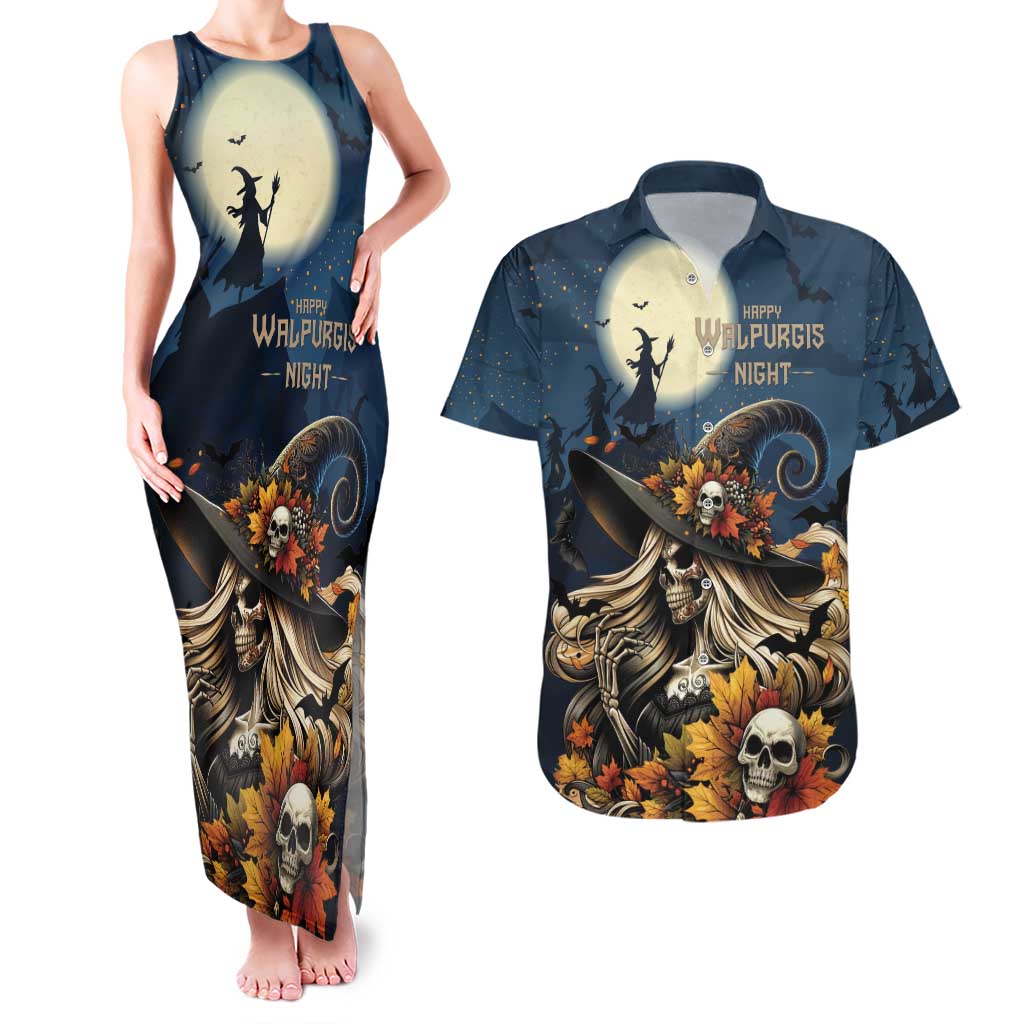 Happy Walpurgis Night Couples Matching Tank Maxi Dress and Hawaiian Shirt Skull Witch Spooky Style