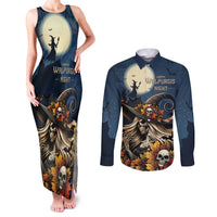 Happy Walpurgis Night Couples Matching Tank Maxi Dress and Long Sleeve Button Shirt Skull Witch Spooky Style