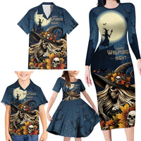 Happy Walpurgis Night Family Matching Long Sleeve Bodycon Dress and Hawaiian Shirt Skull Witch Spooky Style